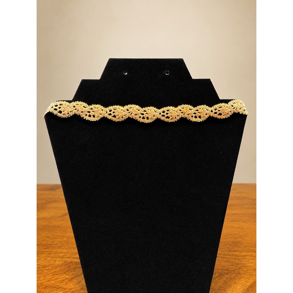 Vintage Y2K Gold Crochet Lace Choker Necklace 90s Boho Romantic 14-19"